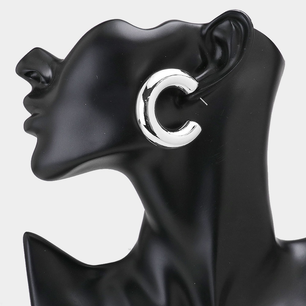Silver Hoop Earrings 1.5" Chunky Cute Casual Simple Jewelry Fashion Accessories